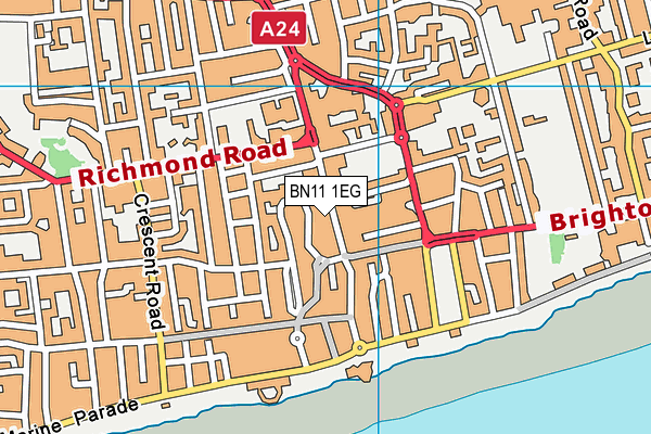 BN11 1EG map - OS VectorMap District (Ordnance Survey) BN11 1EG map - OS VectorMap District (Ordnance Survey)