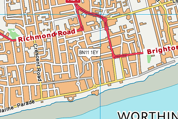 BN11 1EY map - OS VectorMap District (Ordnance Survey) BN11 1EY map - OS VectorMap District (Ordnance Survey)