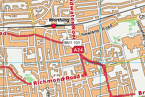 BN11 1GY map - OS VectorMap District (Ordnance Survey)