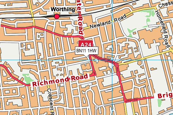 BN11 1HW map - OS VectorMap District (Ordnance Survey)