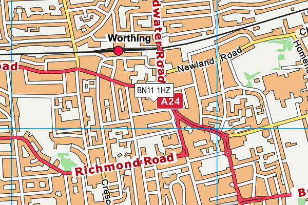 BN11 1HZ map - OS VectorMap District (Ordnance Survey)
