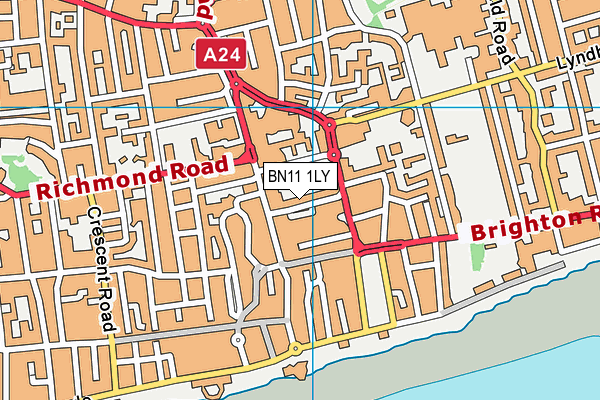 BN11 1LY map - OS VectorMap District (Ordnance Survey) BN11 1LY map - OS VectorMap District (Ordnance Survey)