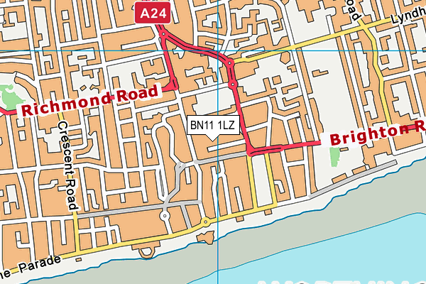 BN11 1LZ map - OS VectorMap District (Ordnance Survey) BN11 1LZ map - OS VectorMap District (Ordnance Survey)