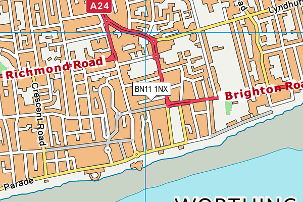 BN11 1NX map - OS VectorMap District (Ordnance Survey)