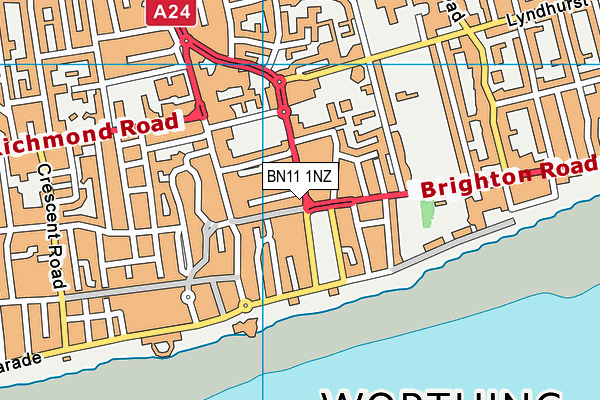BN11 1NZ map - OS VectorMap District (Ordnance Survey)