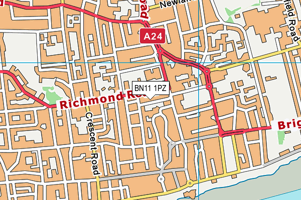 BN11 1PZ map - OS VectorMap District (Ordnance Survey) BN11 1PZ map - OS VectorMap District (Ordnance Survey)