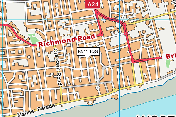 BN11 1QG map - OS VectorMap District (Ordnance Survey) BN11 1QG map - OS VectorMap District (Ordnance Survey)