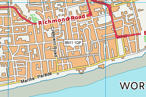 BN11 1QP map - OS VectorMap District (Ordnance Survey)