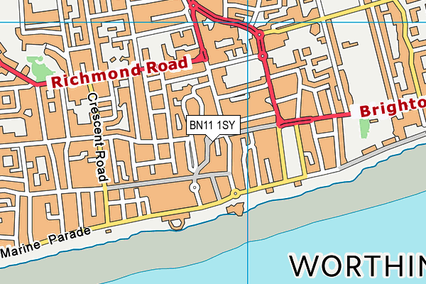BN11 1SY map - OS VectorMap District (Ordnance Survey) BN11 1SY map - OS VectorMap District (Ordnance Survey)