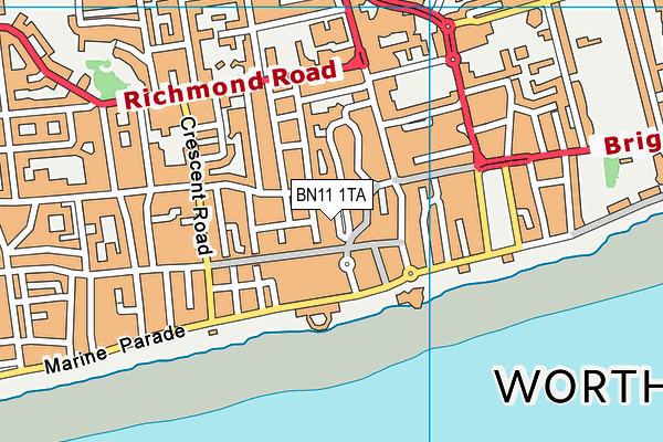 BN11 1TA map - OS VectorMap District (Ordnance Survey) BN11 1TA map - OS VectorMap District (Ordnance Survey)