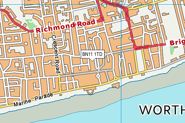 BN11 1TD map - OS VectorMap District (Ordnance Survey) BN11 1TD map - OS VectorMap District (Ordnance Survey)