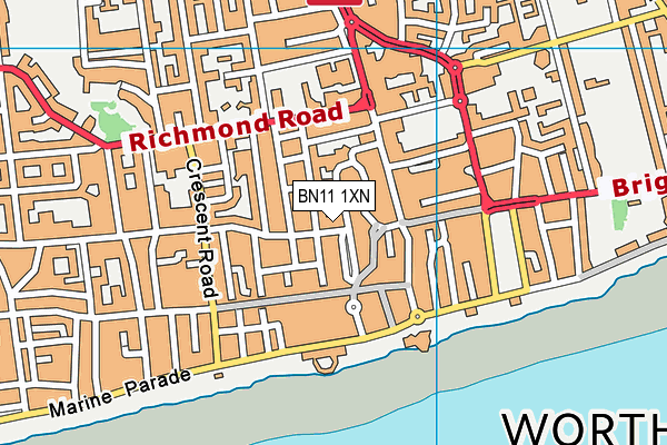 BN11 1XN map - OS VectorMap District (Ordnance Survey)