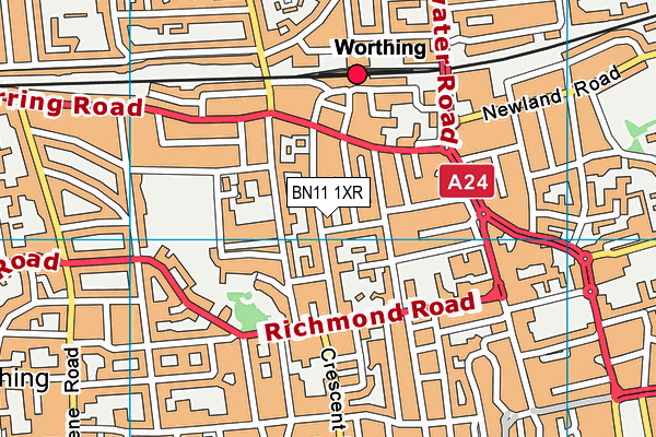 BN11 1XR map - OS VectorMap District (Ordnance Survey)