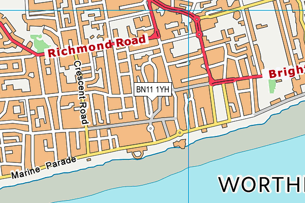 BN11 1YH map - OS VectorMap District (Ordnance Survey) BN11 1YH map - OS VectorMap District (Ordnance Survey)