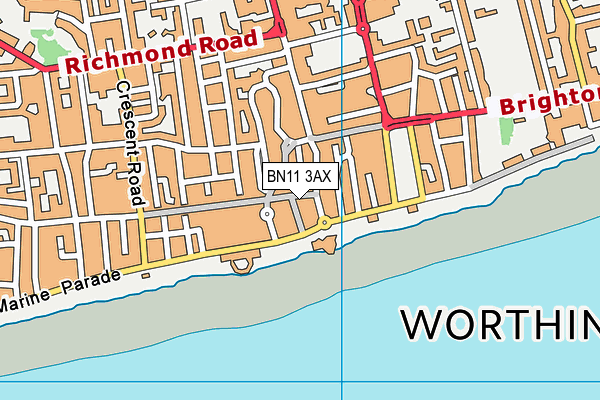 BN11 3AX map - OS VectorMap District (Ordnance Survey)