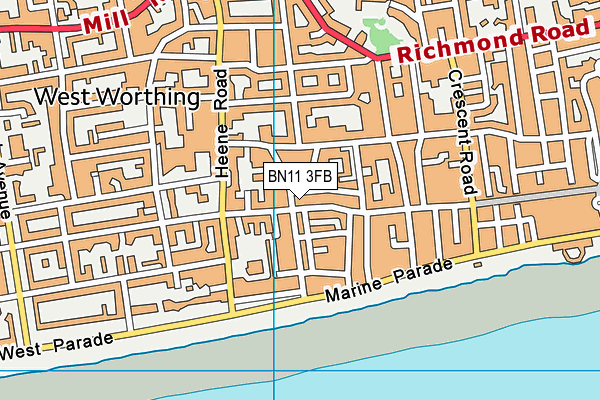 BN11 3FB map - OS VectorMap District (Ordnance Survey) BN11 3FB map - OS VectorMap District (Ordnance Survey)