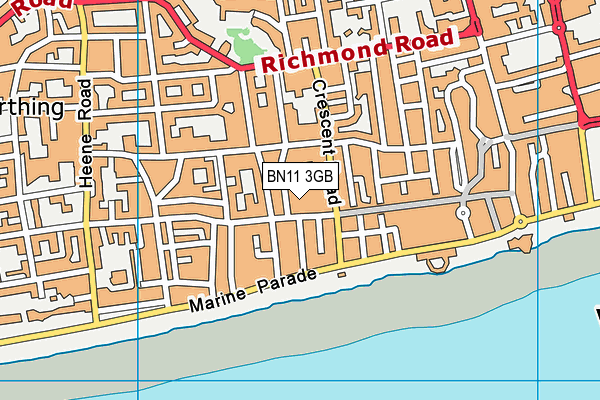 BN11 3GB map - OS VectorMap District (Ordnance Survey)