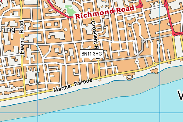 BN11 3HG map - OS VectorMap District (Ordnance Survey) BN11 3HG map - OS VectorMap District (Ordnance Survey)