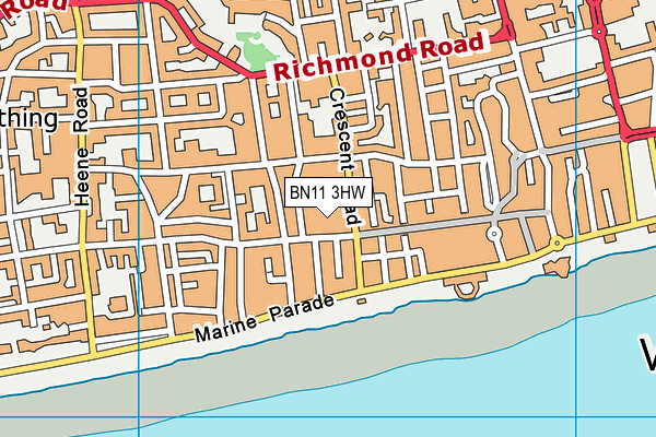 BN11 3HW map - OS VectorMap District (Ordnance Survey) BN11 3HW map - OS VectorMap District (Ordnance Survey)