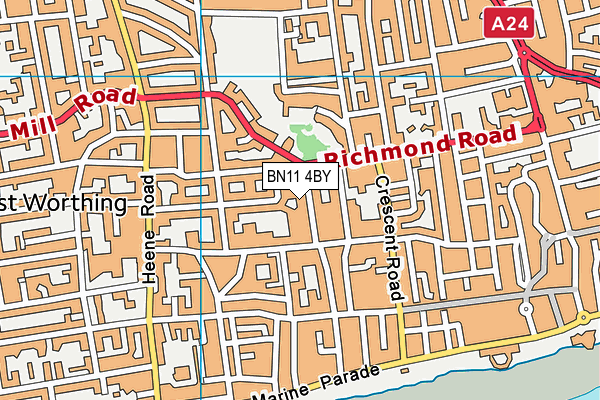 BN11 4BY map - OS VectorMap District (Ordnance Survey)