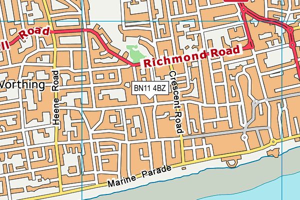 BN11 4BZ map - OS VectorMap District (Ordnance Survey) BN11 4BZ map - OS VectorMap District (Ordnance Survey)
