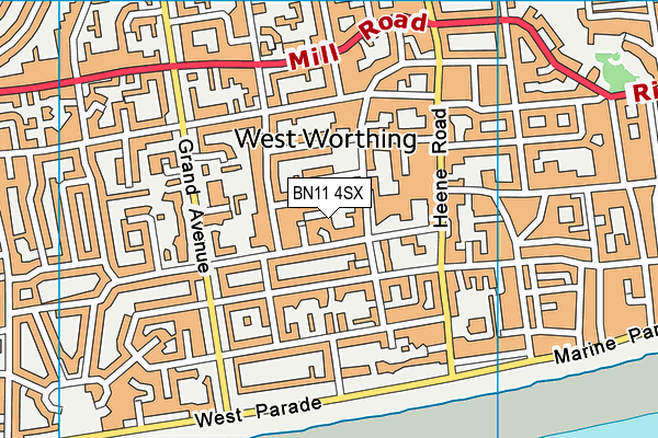 BN11 4SX map - OS VectorMap District (Ordnance Survey) BN11 4SX map - OS VectorMap District (Ordnance Survey)