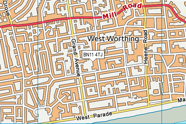 BN11 4TJ map - OS VectorMap District (Ordnance Survey) BN11 4TJ map - OS VectorMap District (Ordnance Survey)