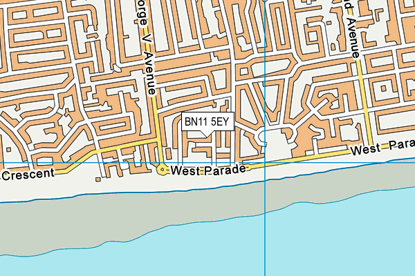 BN11 5EY map - OS VectorMap District (Ordnance Survey) BN11 5EY map - OS VectorMap District (Ordnance Survey)