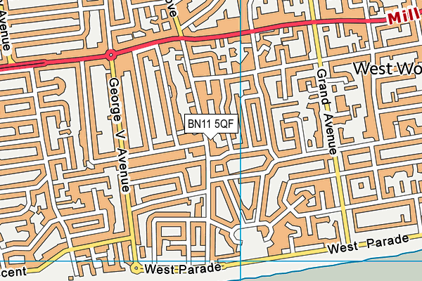 BN11 5QF map - OS VectorMap District (Ordnance Survey) BN11 5QF map - OS VectorMap District (Ordnance Survey)