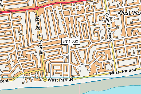 BN11 5QX map - OS VectorMap District (Ordnance Survey) BN11 5QX map - OS VectorMap District (Ordnance Survey)