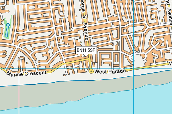 BN11 5SF map - OS VectorMap District (Ordnance Survey) BN11 5SF map - OS VectorMap District (Ordnance Survey)