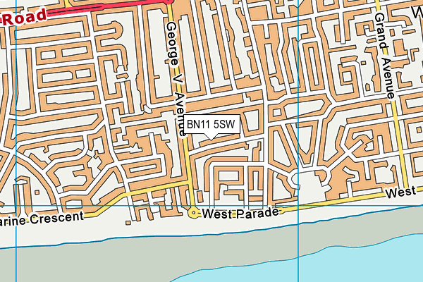 BN11 5SW map - OS VectorMap District (Ordnance Survey) BN11 5SW map - OS VectorMap District (Ordnance Survey)