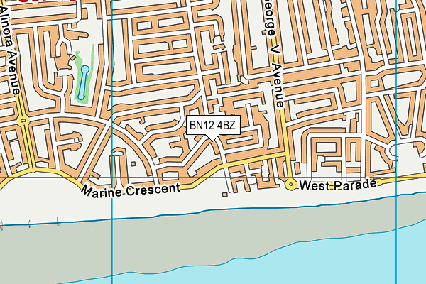 BN12 4BZ map - OS VectorMap District (Ordnance Survey) BN12 4BZ map - OS VectorMap District (Ordnance Survey)