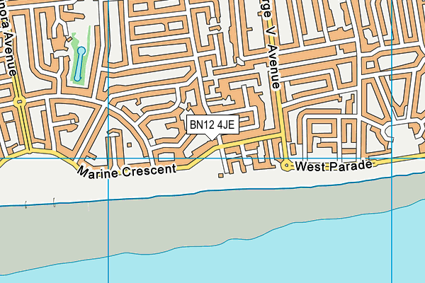BN12 4JE map - OS VectorMap District (Ordnance Survey) BN12 4JE map - OS VectorMap District (Ordnance Survey)