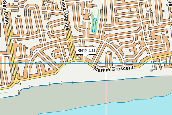 BN12 4JJ map - OS VectorMap District (Ordnance Survey) BN12 4JJ map - OS VectorMap District (Ordnance Survey)