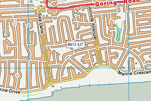 BN12 4JT map - OS VectorMap District (Ordnance Survey) BN12 4JT map - OS VectorMap District (Ordnance Survey)