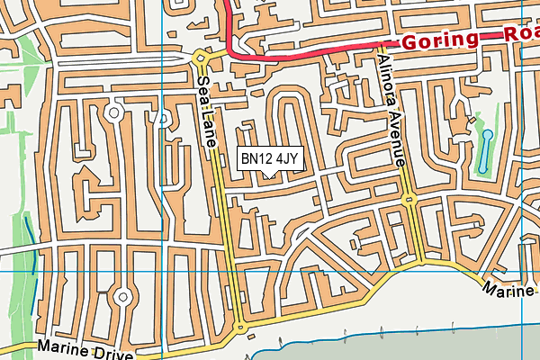 BN12 4JY map - OS VectorMap District (Ordnance Survey)