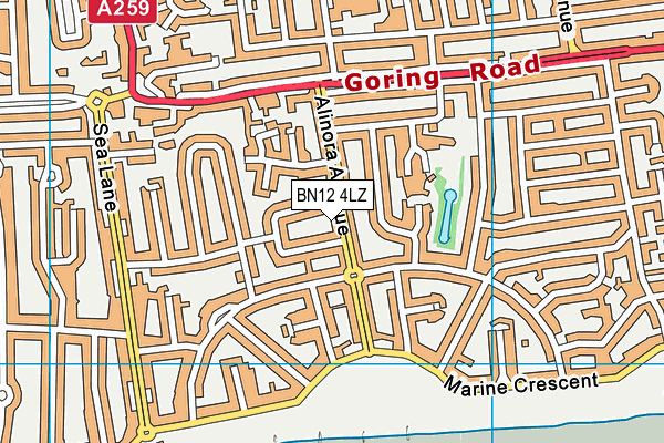 BN12 4LZ map - OS VectorMap District (Ordnance Survey) BN12 4LZ map - OS VectorMap District (Ordnance Survey)