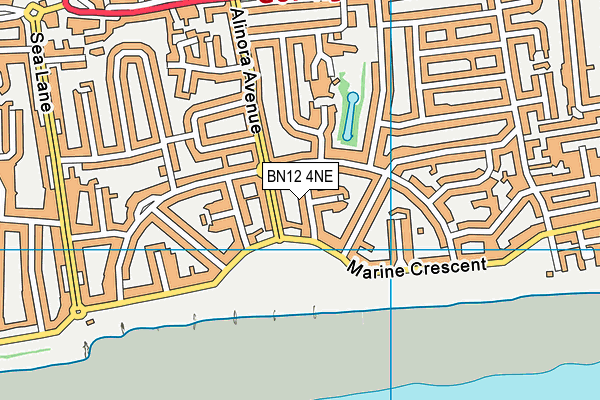 BN12 4NE map - OS VectorMap District (Ordnance Survey) BN12 4NE map - OS VectorMap District (Ordnance Survey)