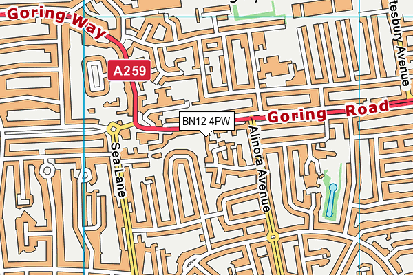 BN12 4PW map - OS VectorMap District (Ordnance Survey)