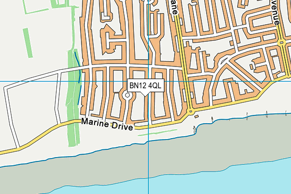 BN12 4QL map - OS VectorMap District (Ordnance Survey) BN12 4QL map - OS VectorMap District (Ordnance Survey)