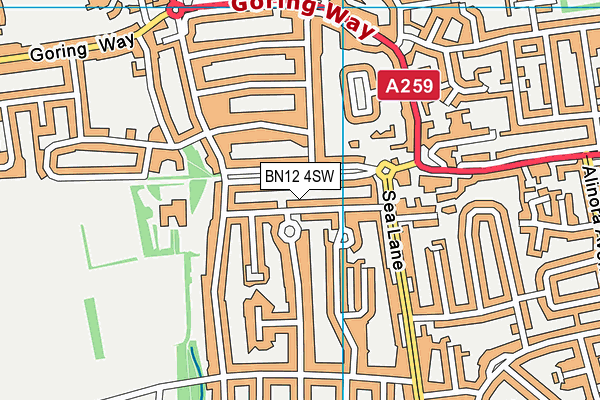BN12 4SW map - OS VectorMap District (Ordnance Survey) BN12 4SW map - OS VectorMap District (Ordnance Survey)