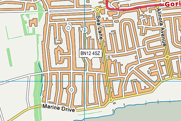 BN12 4SZ map - OS VectorMap District (Ordnance Survey) BN12 4SZ map - OS VectorMap District (Ordnance Survey)