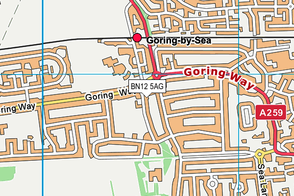 BN12 5AG map - OS VectorMap District (Ordnance Survey)