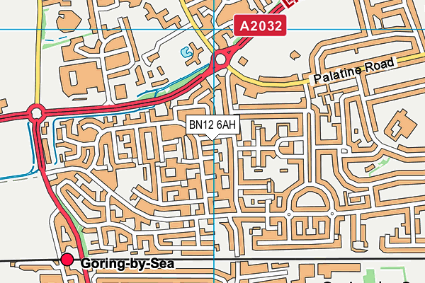 BN12 6AH map - OS VectorMap District (Ordnance Survey)