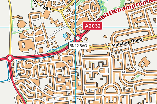 BN12 6AQ map - OS VectorMap District (Ordnance Survey)