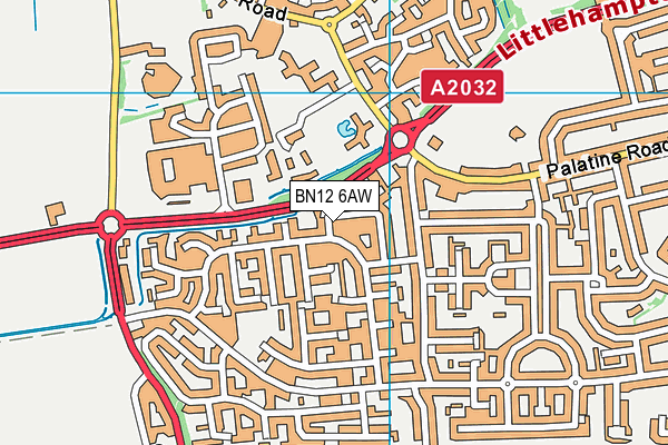 BN12 6AW map - OS VectorMap District (Ordnance Survey) BN12 6AW map - OS VectorMap District (Ordnance Survey)