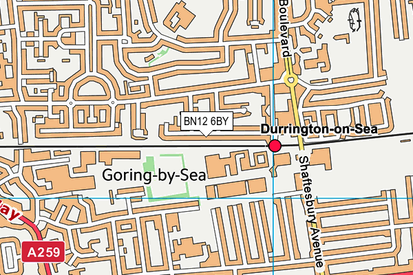 BN12 6BY map - OS VectorMap District (Ordnance Survey)