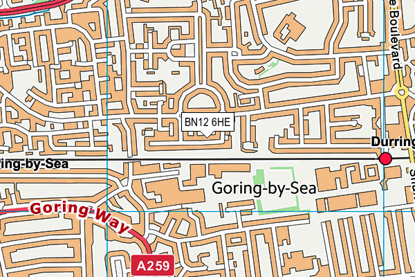 BN12 6HE map - OS VectorMap District (Ordnance Survey)