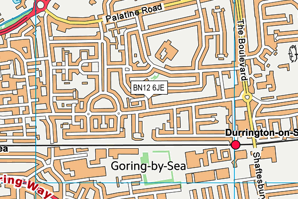 BN12 6JE map - OS VectorMap District (Ordnance Survey)